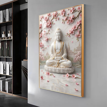 White Buddha Statue Premium Acrylic Vertical Wall Art
