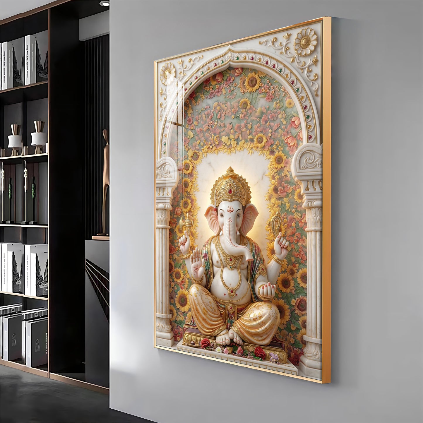 Hindu Bhagwan Ganesha Premium Acrylic Vertical Wall Art
