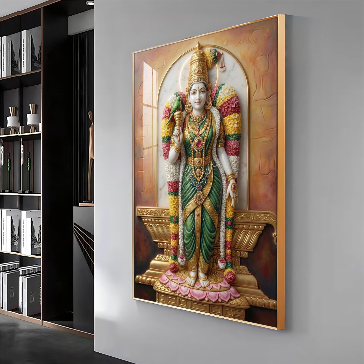 Divine Goddess Meenakshi Amman Premium Acrylic Vertical Wall Art