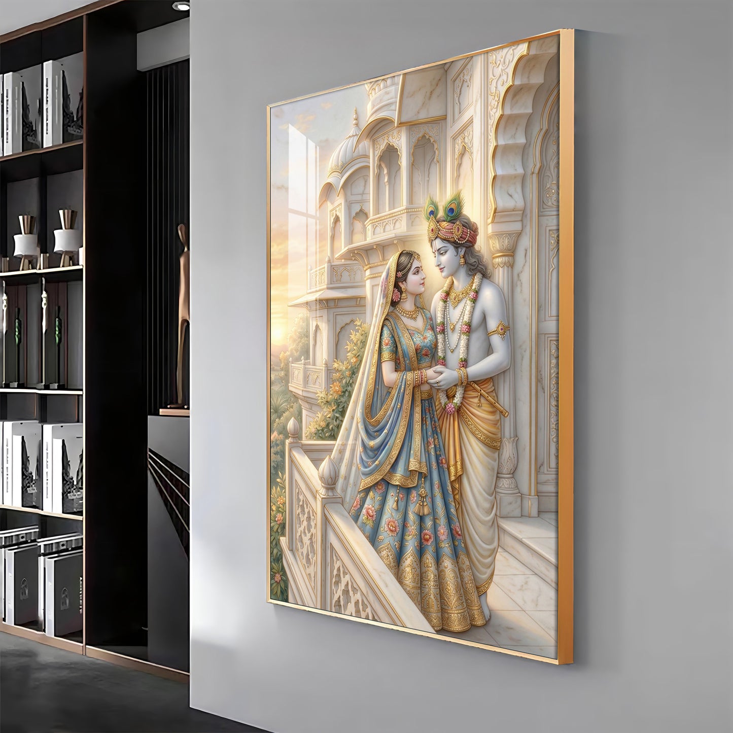 Loving Radhe & Krishna Premium Acrylic Square Wall Art