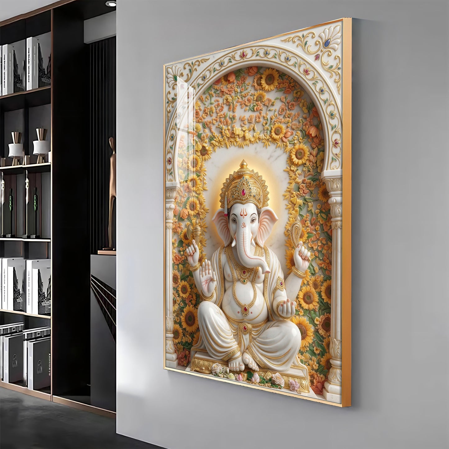 Hindu God Ganesh Ji Premium Acrylic Vertical Wall Art