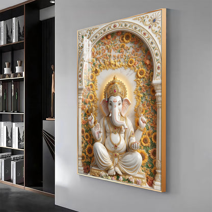 Hindu God Ganesh Ji Premium Acrylic Vertical Wall Art