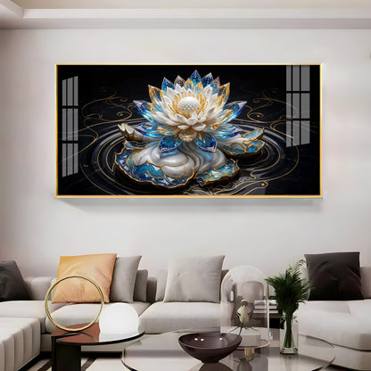 White Lotus Premium Acrylic Horizontal Wall Art