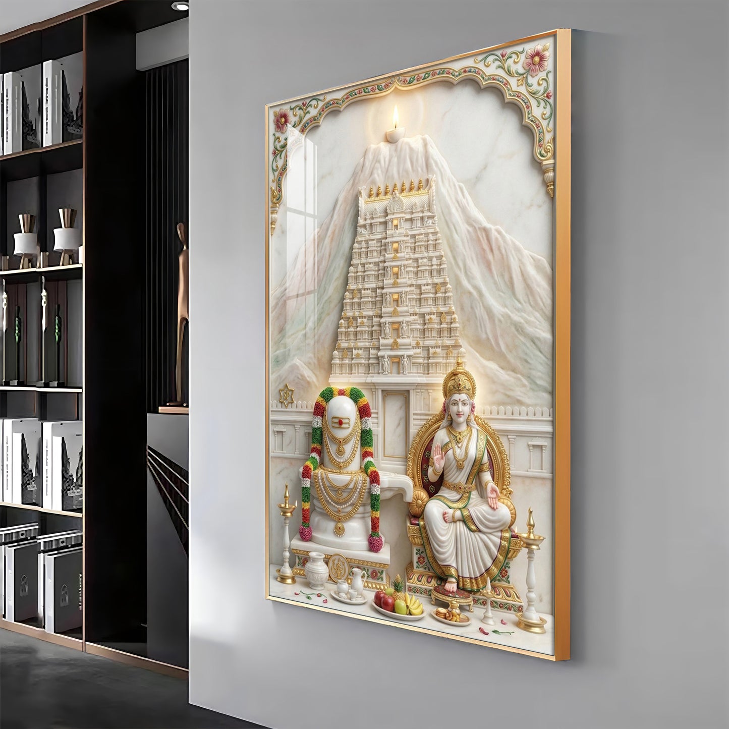 Shivalingam and Goddess Parvati Premium Acrylic Vertical Wall Art