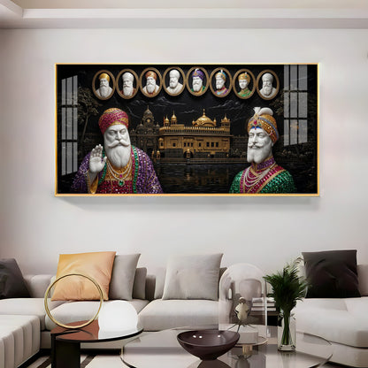 Ten Sikh Gurus & The Golden Temple Premium Acrylic Horizontal Wall Art