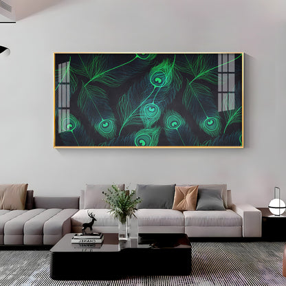 Peacock Feather Premium Acrylic Horizontal Wall Art