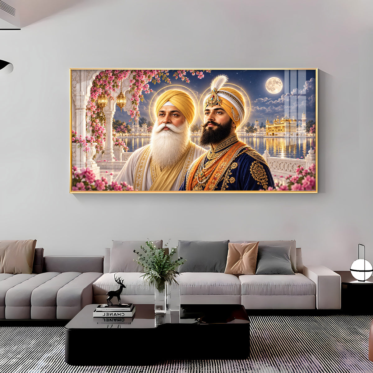 Guru Nanak Dev Ji and Guru Gobind Singh Ji Premium Acrylic Horizontal Wall Art