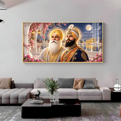 Guru Nanak Dev Ji and Guru Gobind Singh Ji Premium Acrylic Horizontal Wall Art