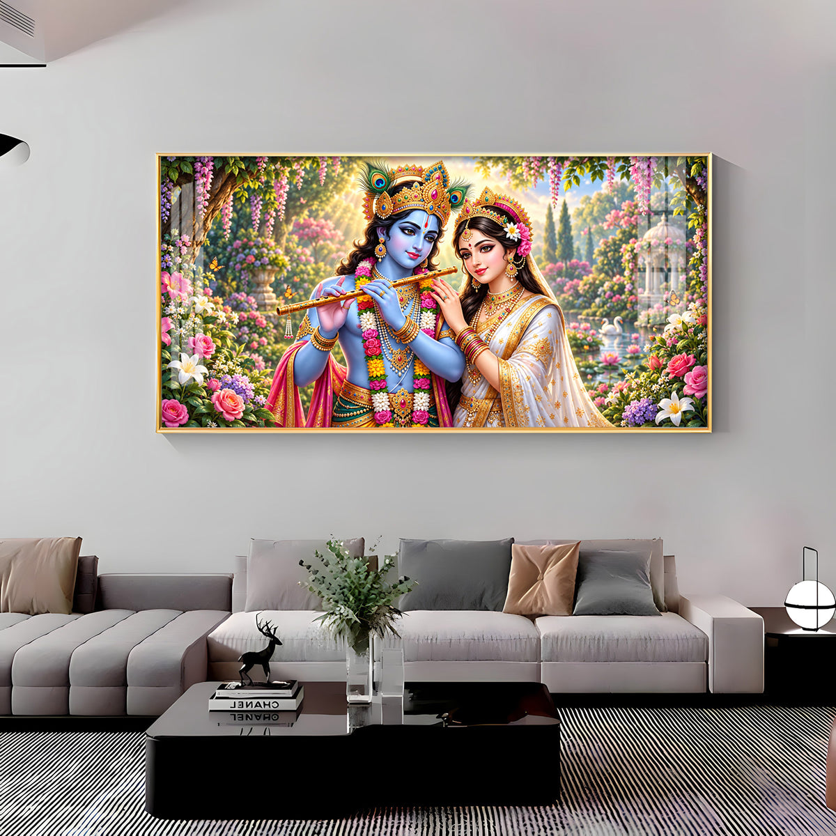 Shree Radhe Krishna Premium Acrylic Horizontal Wall Art