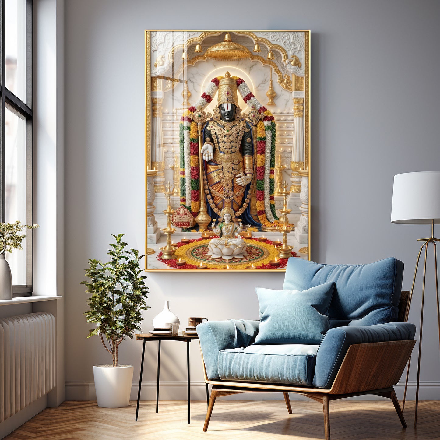 Depiction of Lord Venkateswara Premium Acrylic Vertical Wall Art