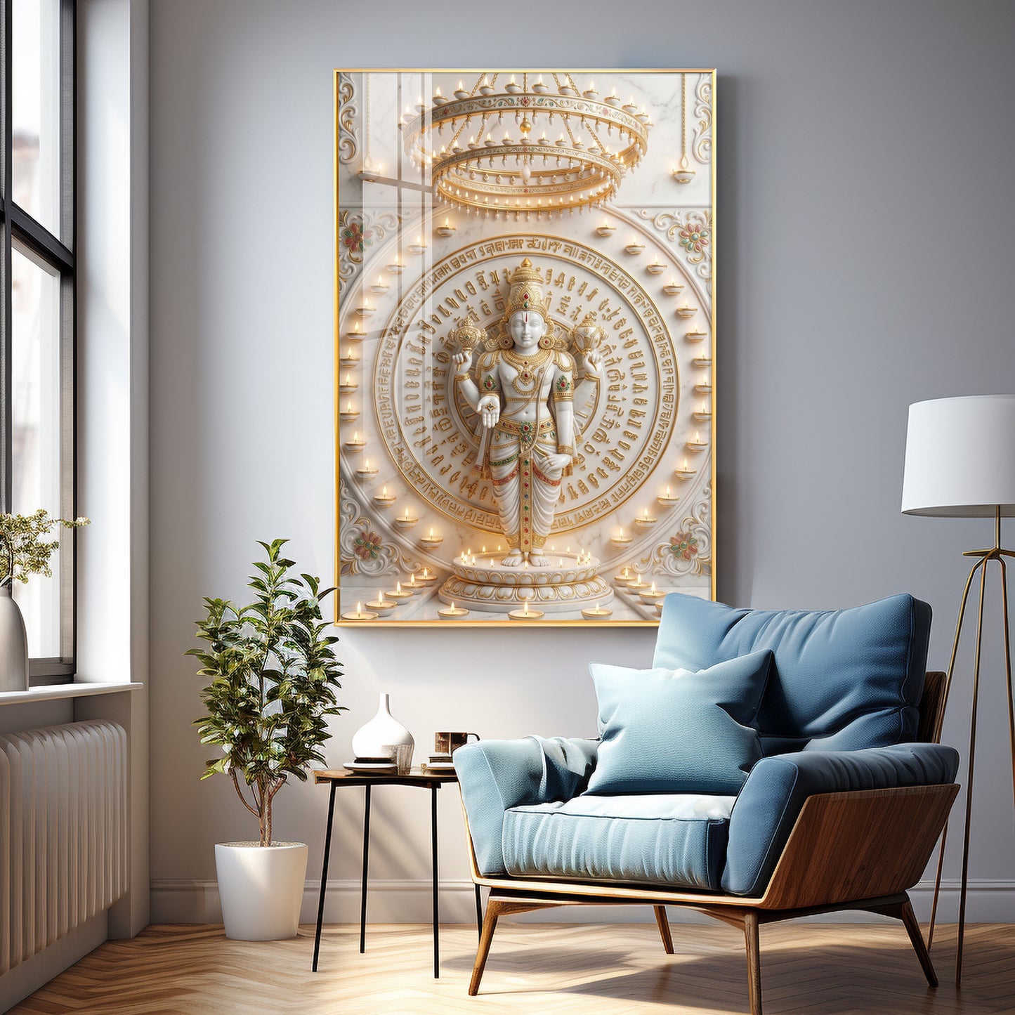 Divine Vishnu Premium Acrylic Vertical Wall Art