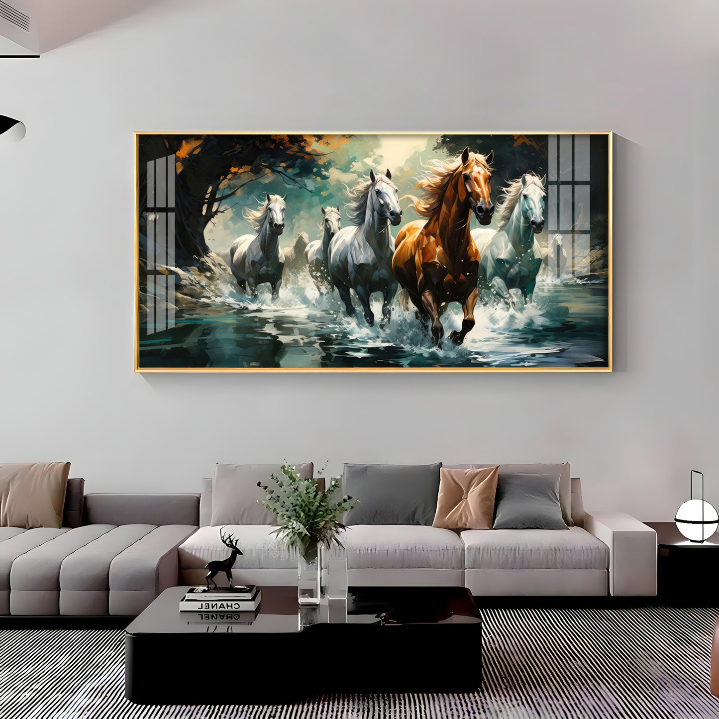 Lucky Running Horses Premium Acrylic Horizontal Wall Art