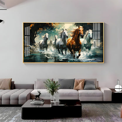 Lucky Running Horses Premium Acrylic Horizontal Wall Art