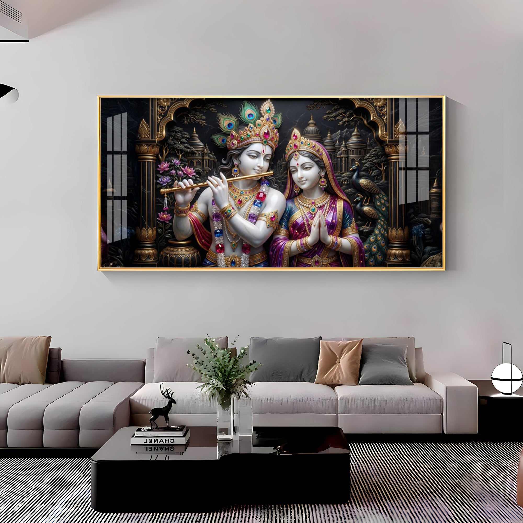 Timeless Love Krishna & Radha Premium Acrylic Horizontal Wall Art