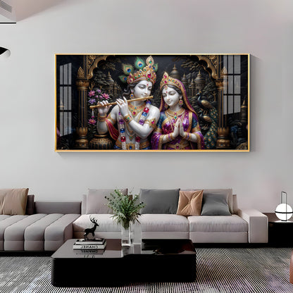 Timeless Love Krishna & Radha Premium Acrylic Horizontal Wall Art