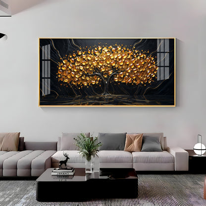 Midnight Gold Tree Premium Acrylic Horizontal Wall Art