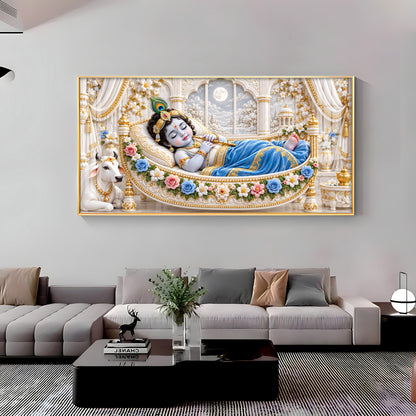 Little Krishna Sleeping Premium Acrylic Horizontal Wall Art