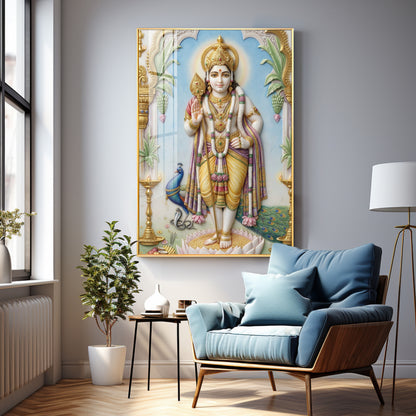 Deity Murugan Ji Premium Acrylic Vertical Wall Art