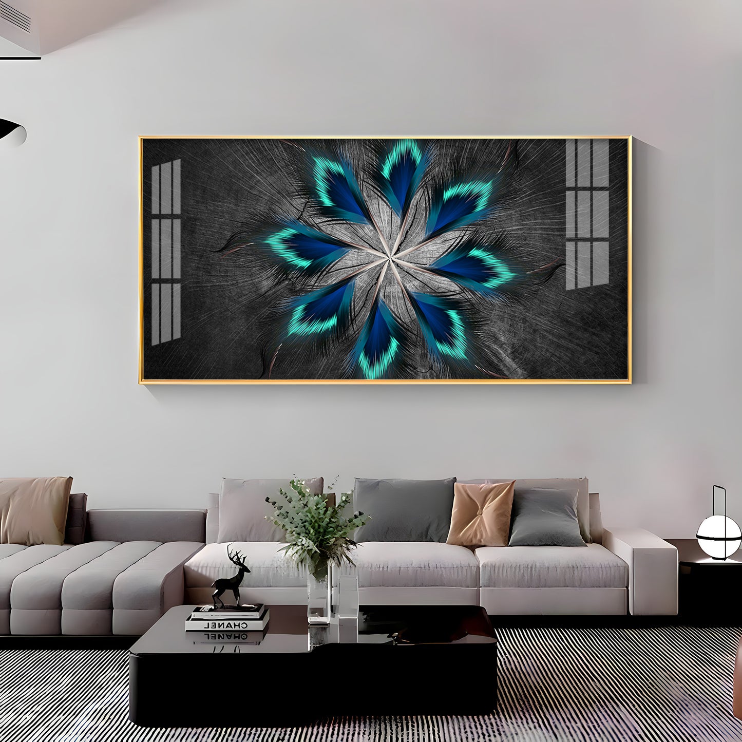 Stylish Modern Feather Premium Acrylic Horizontal Wall Art