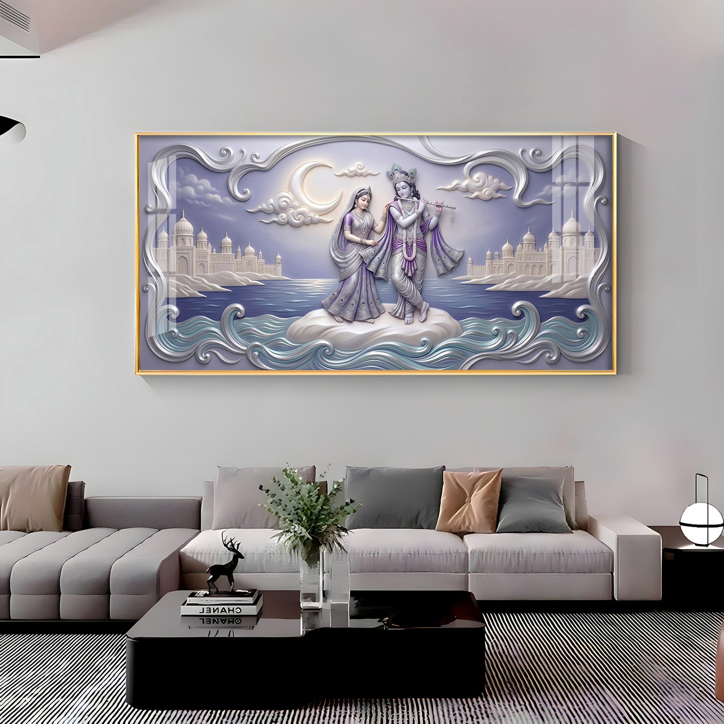 Divine God Radha Krishna Premium Acrylic Horizontal Wall Art