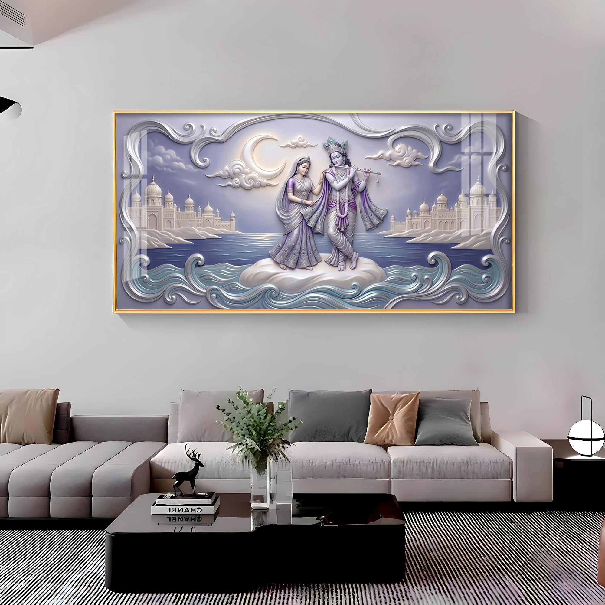 Divine God Radha Krishna Premium Acrylic Horizontal Wall Art