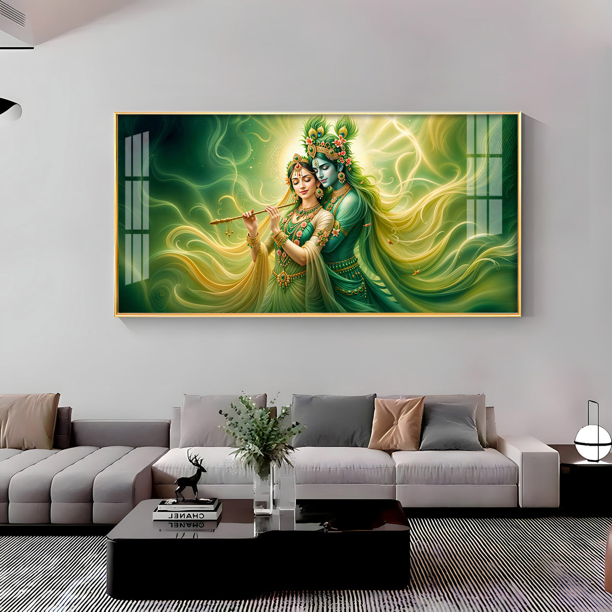 Krishna Radha Divine Connection Premium Acrylic Horizontal Wall Art