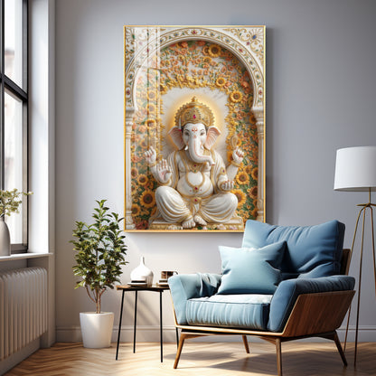 Hindu God Ganesh Ji Premium Acrylic Vertical Wall Art