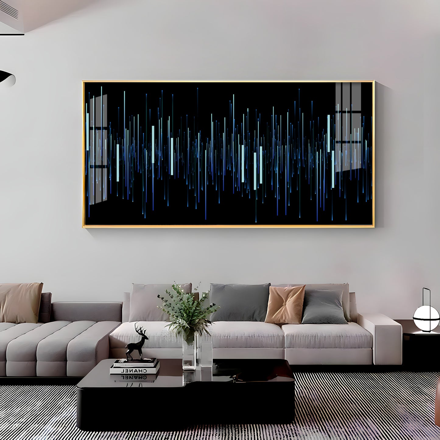 Abstract Vertical Light Bar Line Premium Acrylic Horizontal Wall Art