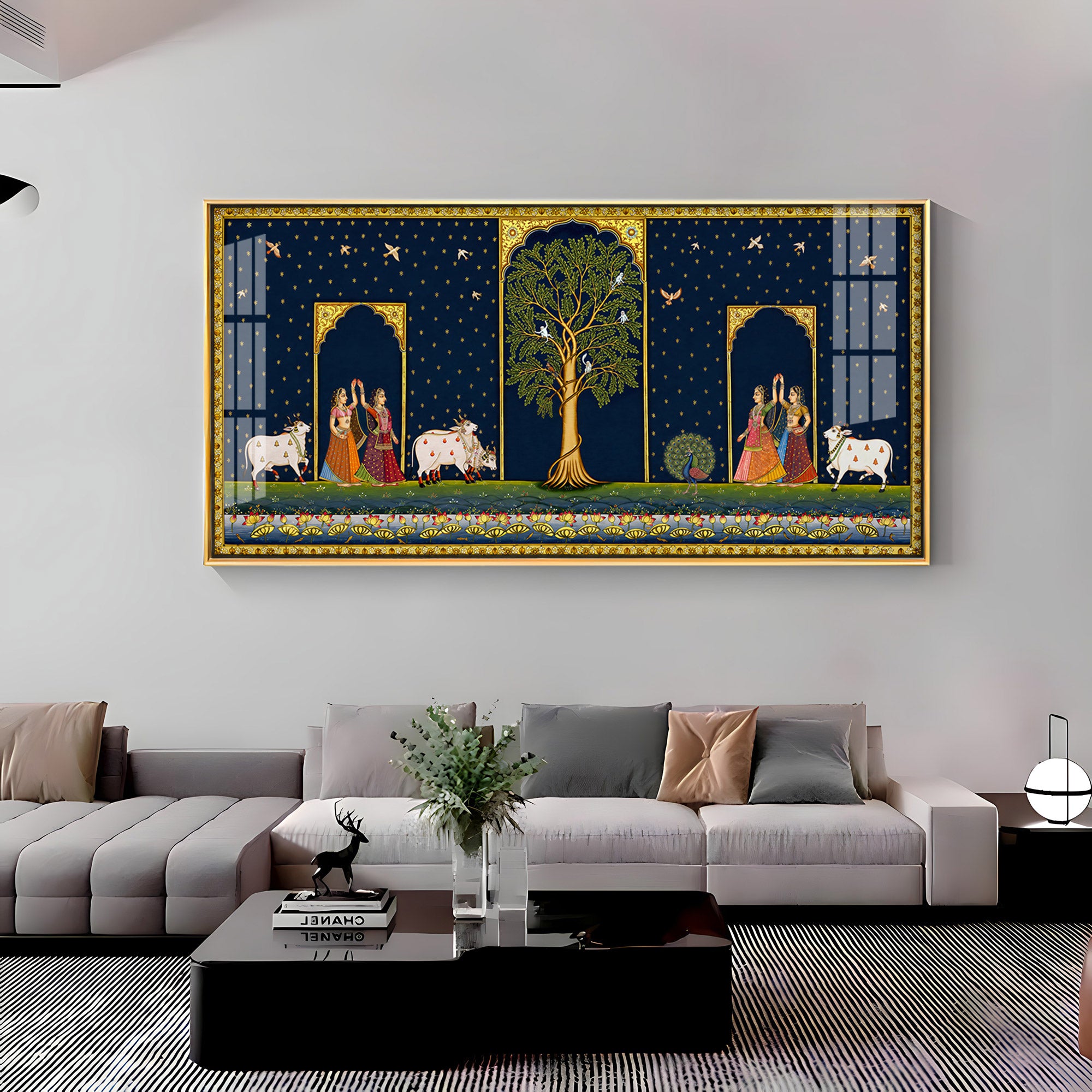 Cow With Tree of Life Premium Acrylic Horizontal Wall Art