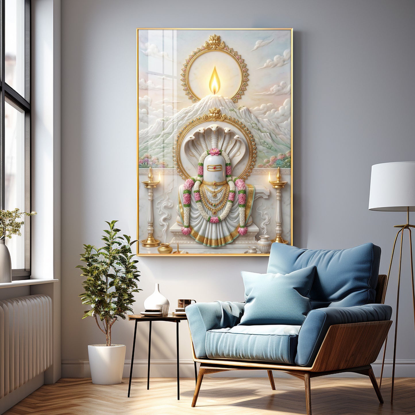 Shiva Lingam With Mount Kailash Premium Acrylic Vertical Wall Art