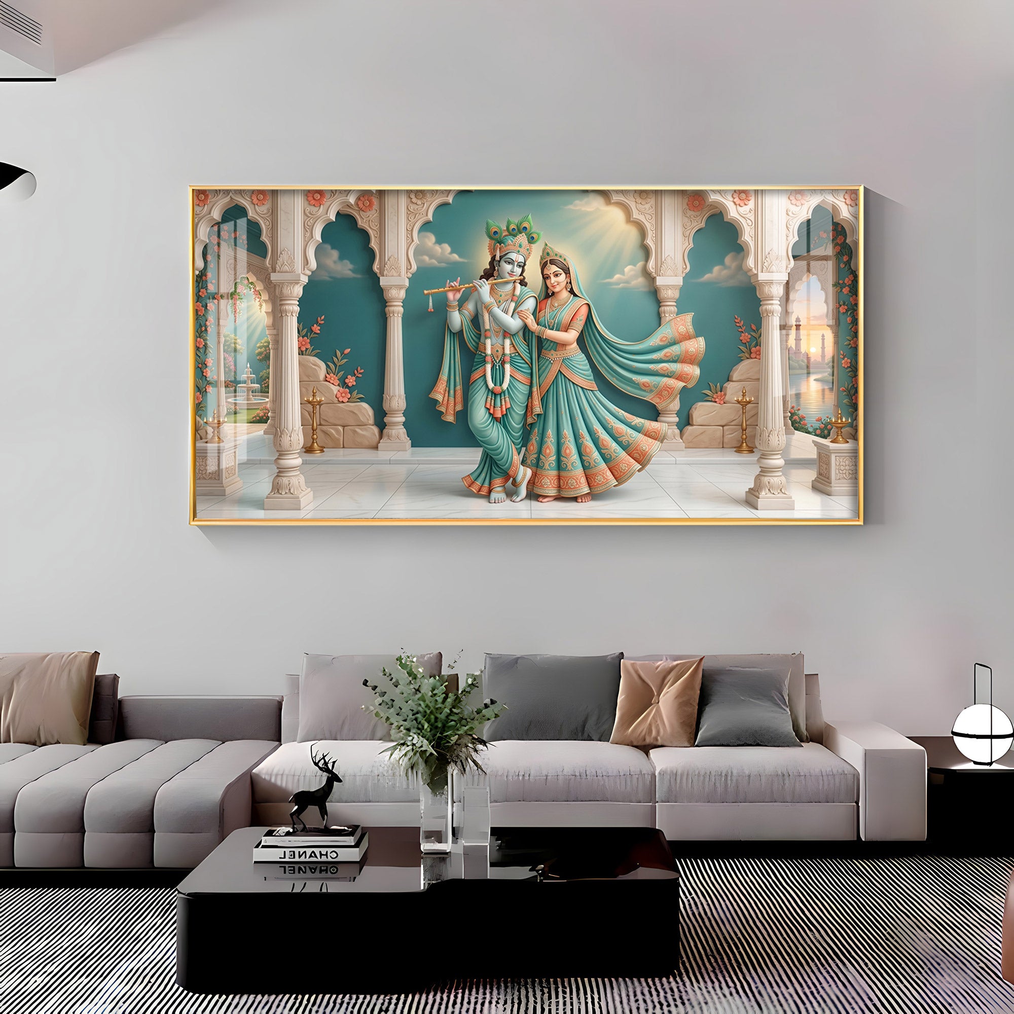 Hindu Deities Radha Krishna Premium Acrylic Horizontal Wall Art