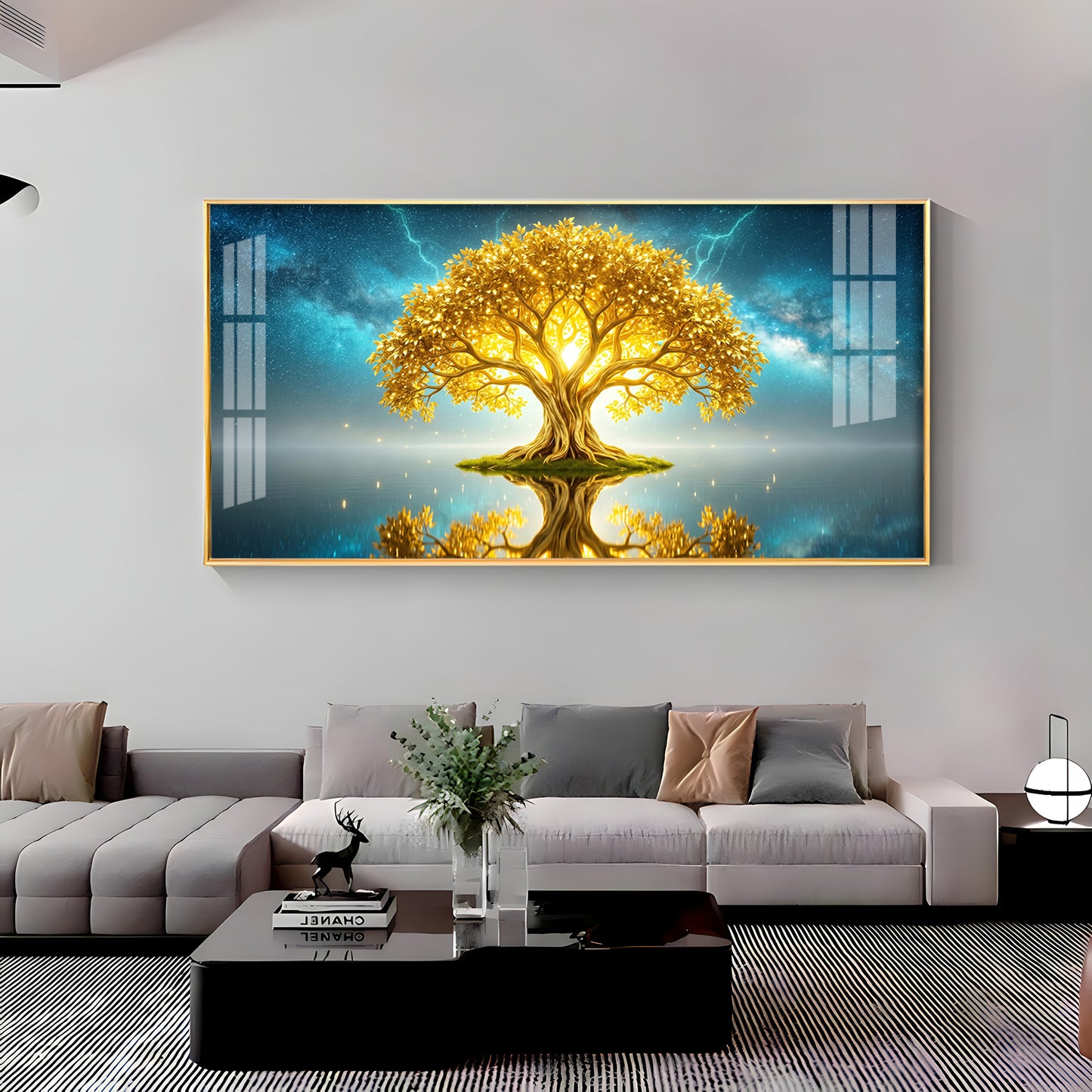 Golden Kalpavriksha Of The Cosmos Premium Acrylic Horizontal Wall Art