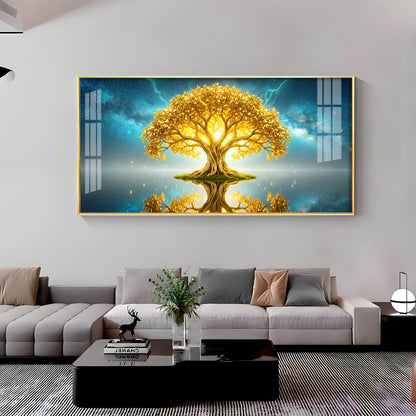 Golden Kalpavriksha Of The Cosmos Premium Acrylic Horizontal Wall Art