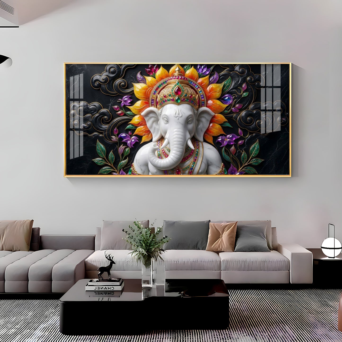 Decorated Lord Ganesha Premium Acrylic Horizontal Wall Art