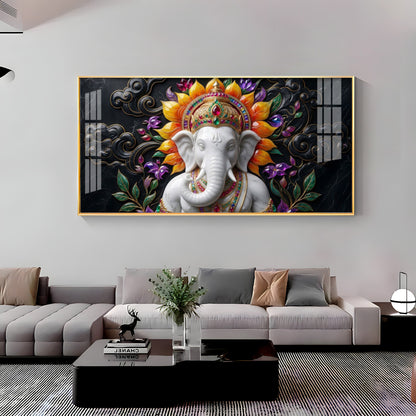 Decorated Lord Ganesha Premium Acrylic Horizontal Wall Art