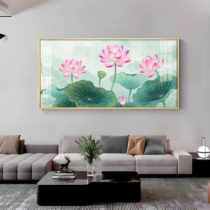 Lotus Flower Premium Acrylic Horizontal Wall Art