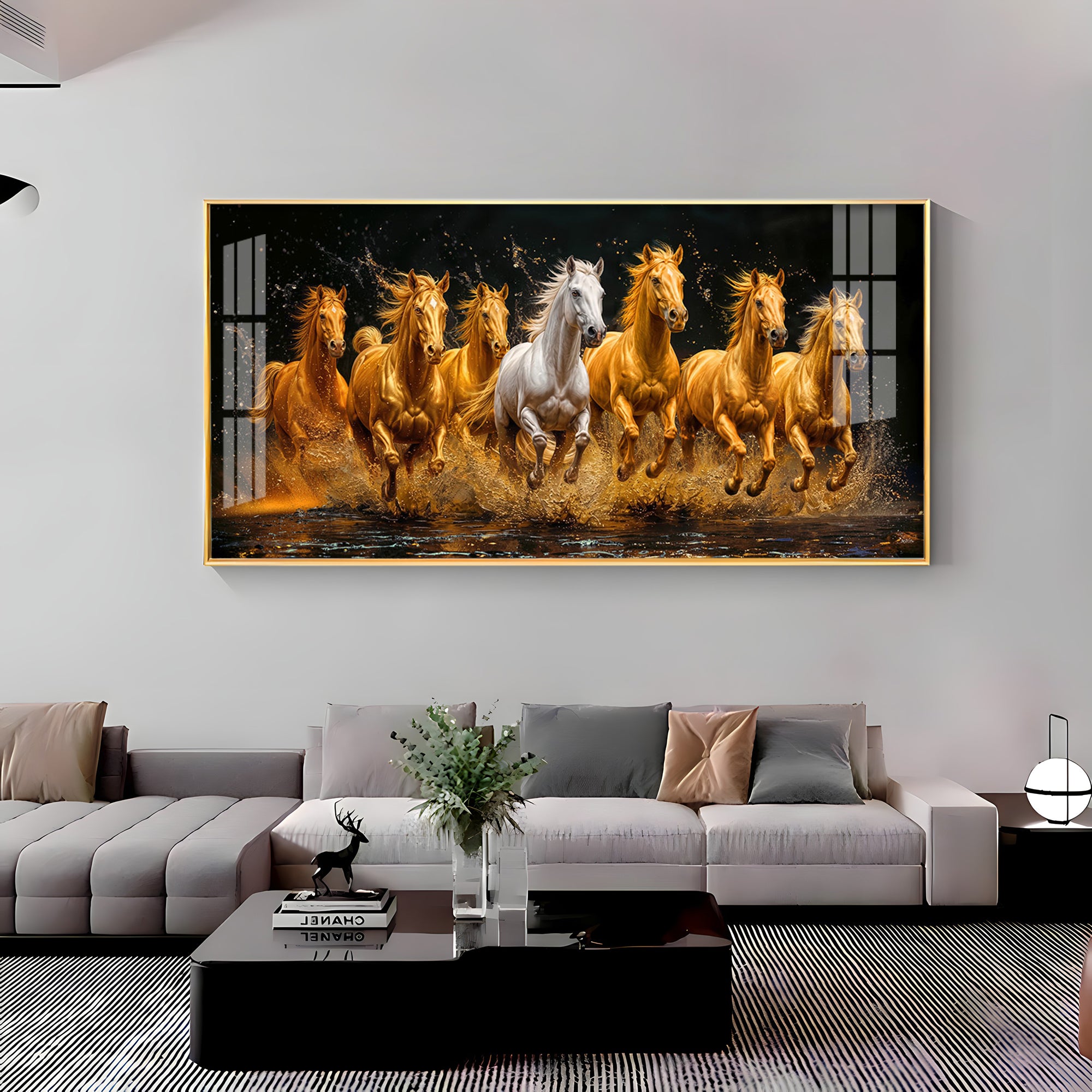 Seven Majestic Horses Premium Acrylic Horizontal Wall Art
