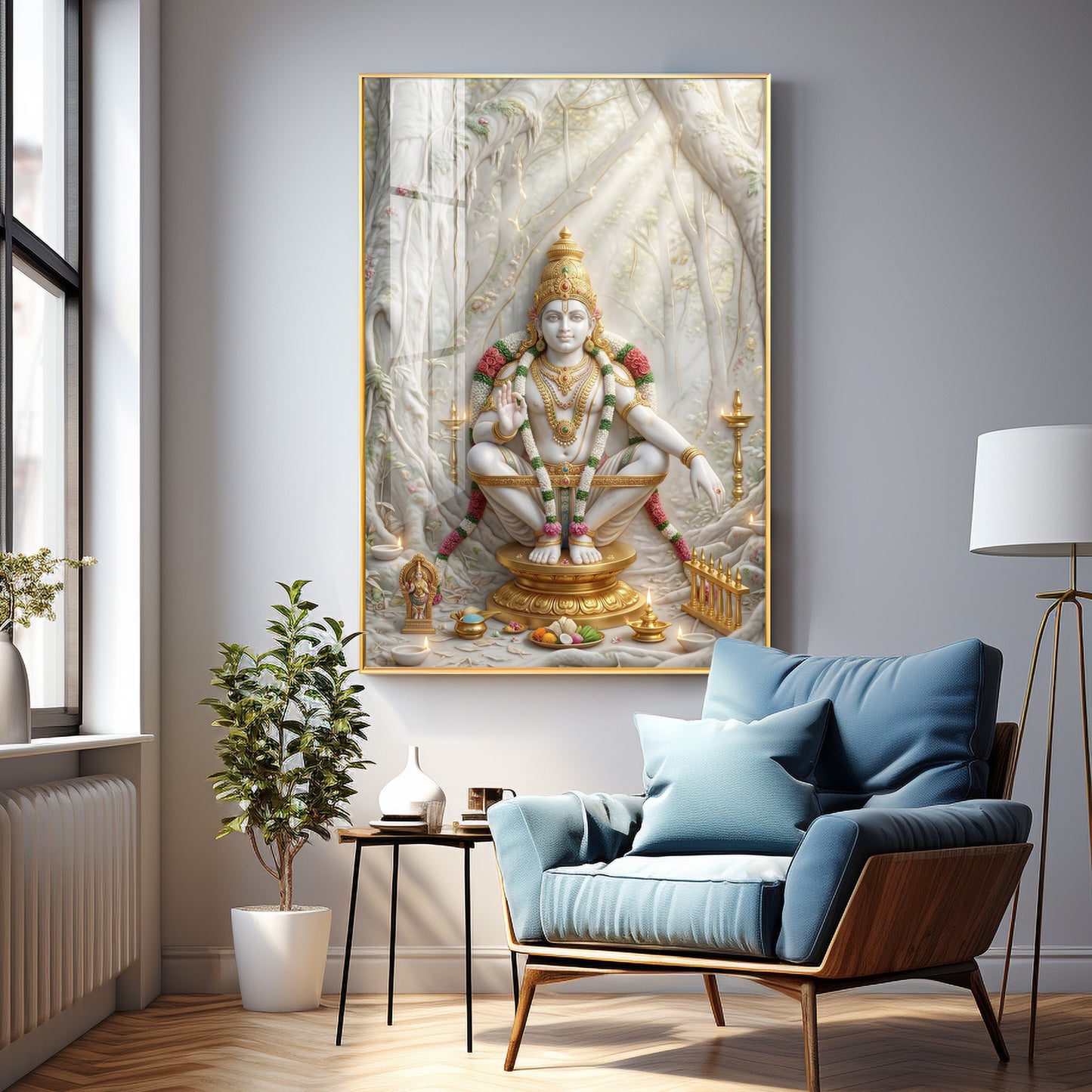 Hindu deity Ayyappan Ji Premium Acrylic Vertical Wall Art