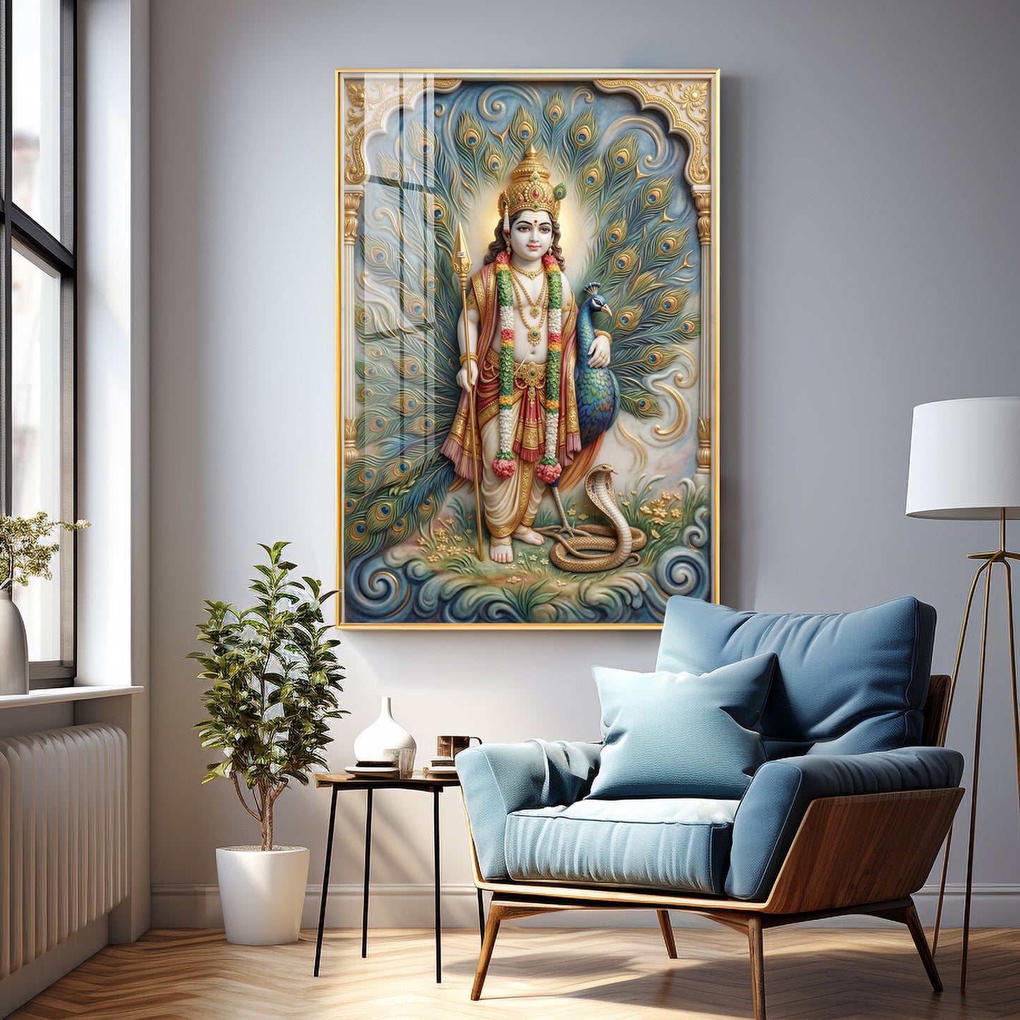 Hindu deity Lord Murugan Premium Acrylic Vertical Wall Art
