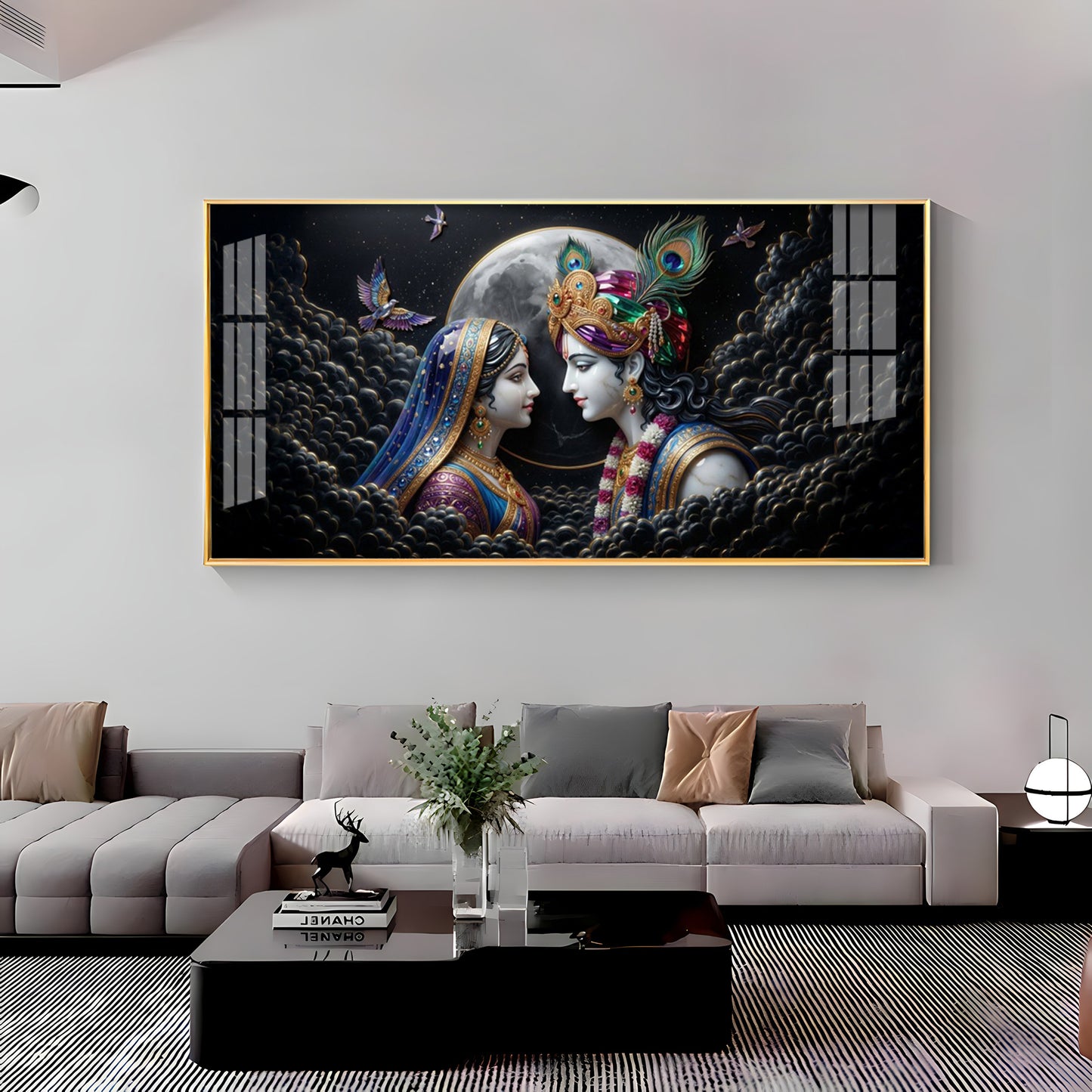 Divine Radha Krishna Premium Acrylic Horizontal Wall Art