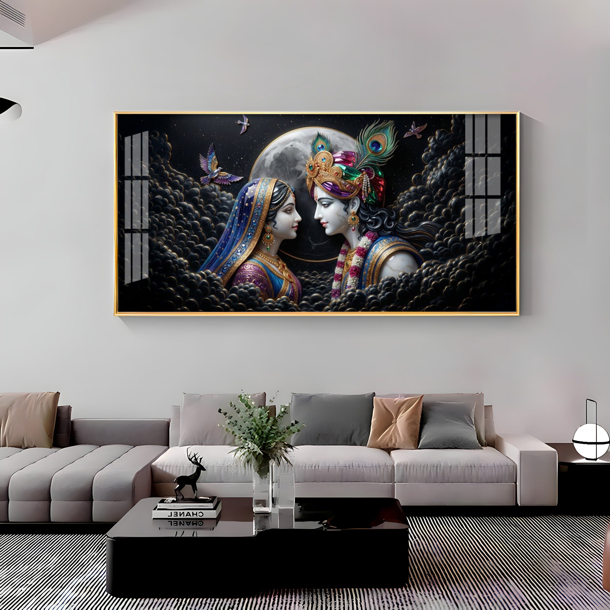 Divine Radha Krishna Premium Acrylic Horizontal Wall Art
