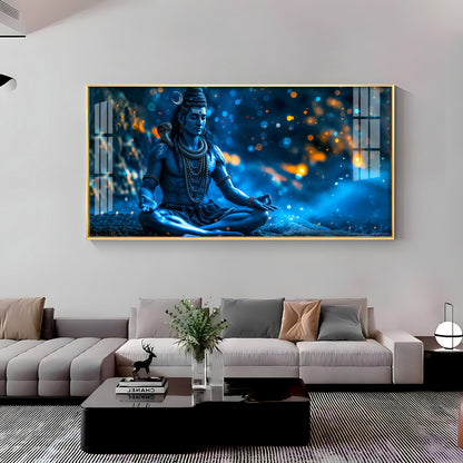 Mahadev In Spiritual Endeavor Premium Acrylic Horizontal Wall Art