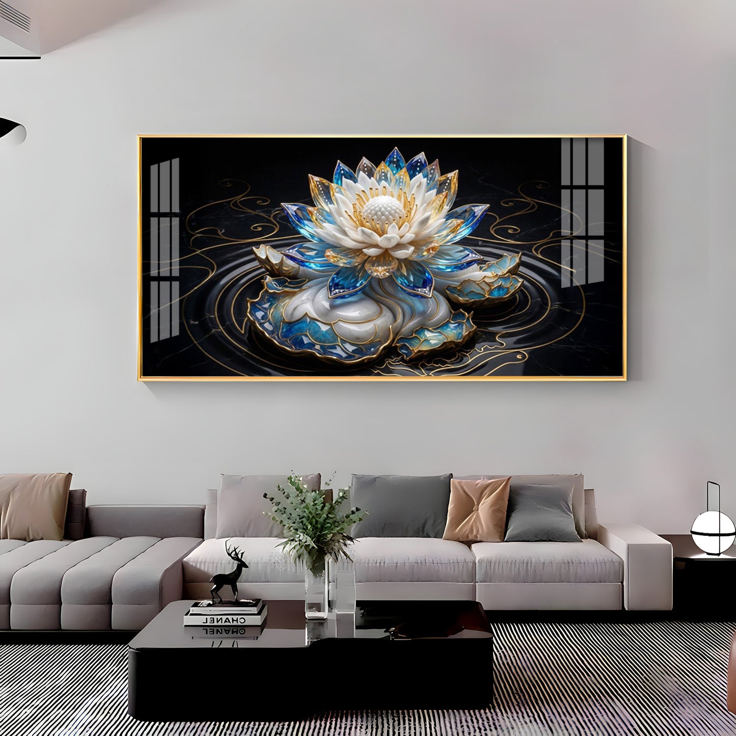 White Lotus Premium Acrylic Horizontal Wall Art