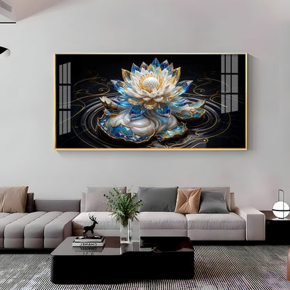 White Lotus Premium Acrylic Horizontal Wall Art