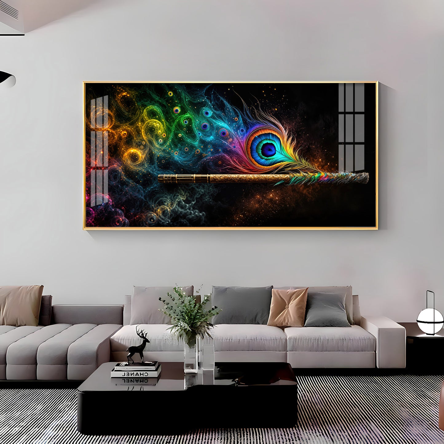 Divine Krishna Coverts Illumination Premium Acrylic Horizontal Wall Art