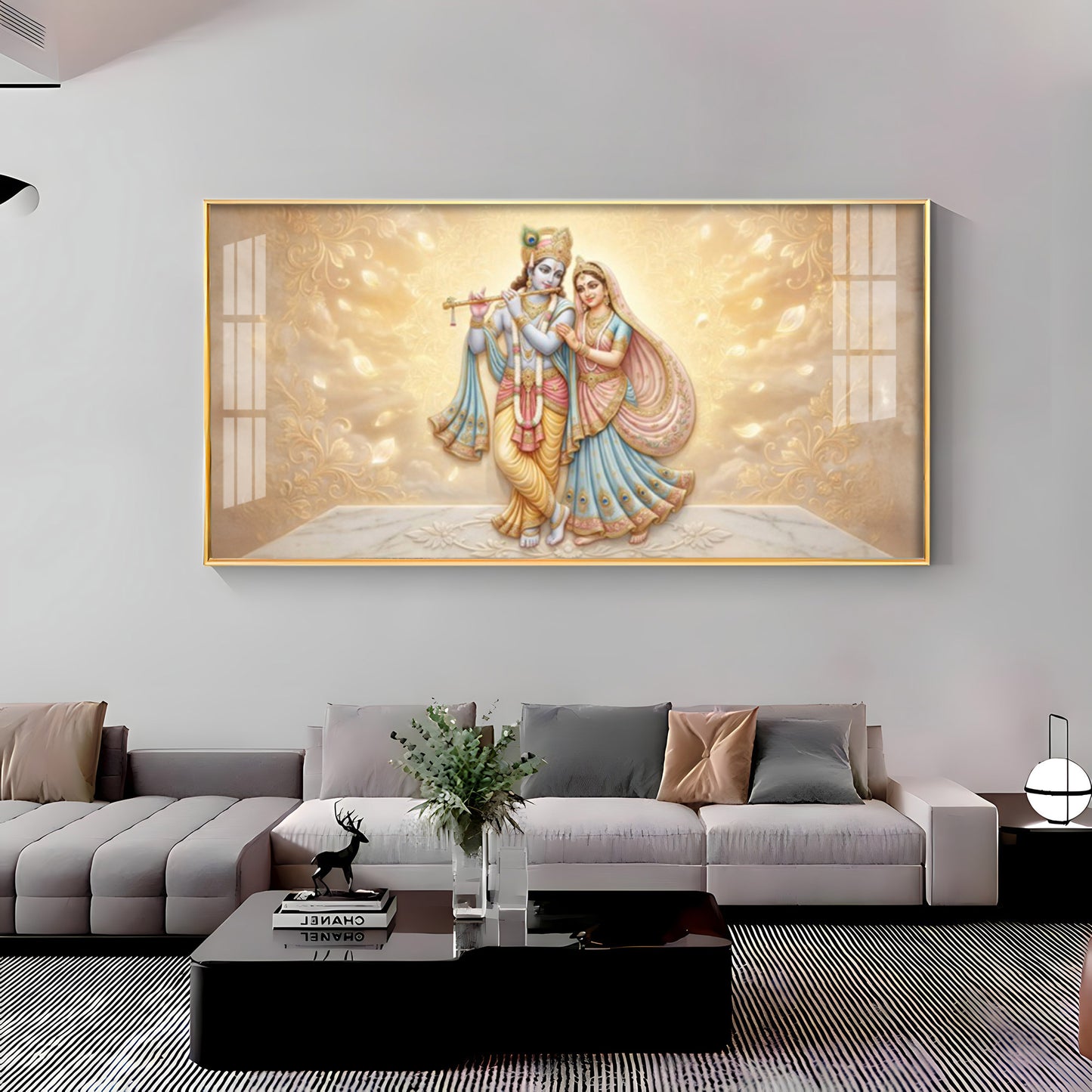 Divine Couple Radha Krishna Premium Acrylic Horizontal Wall Art