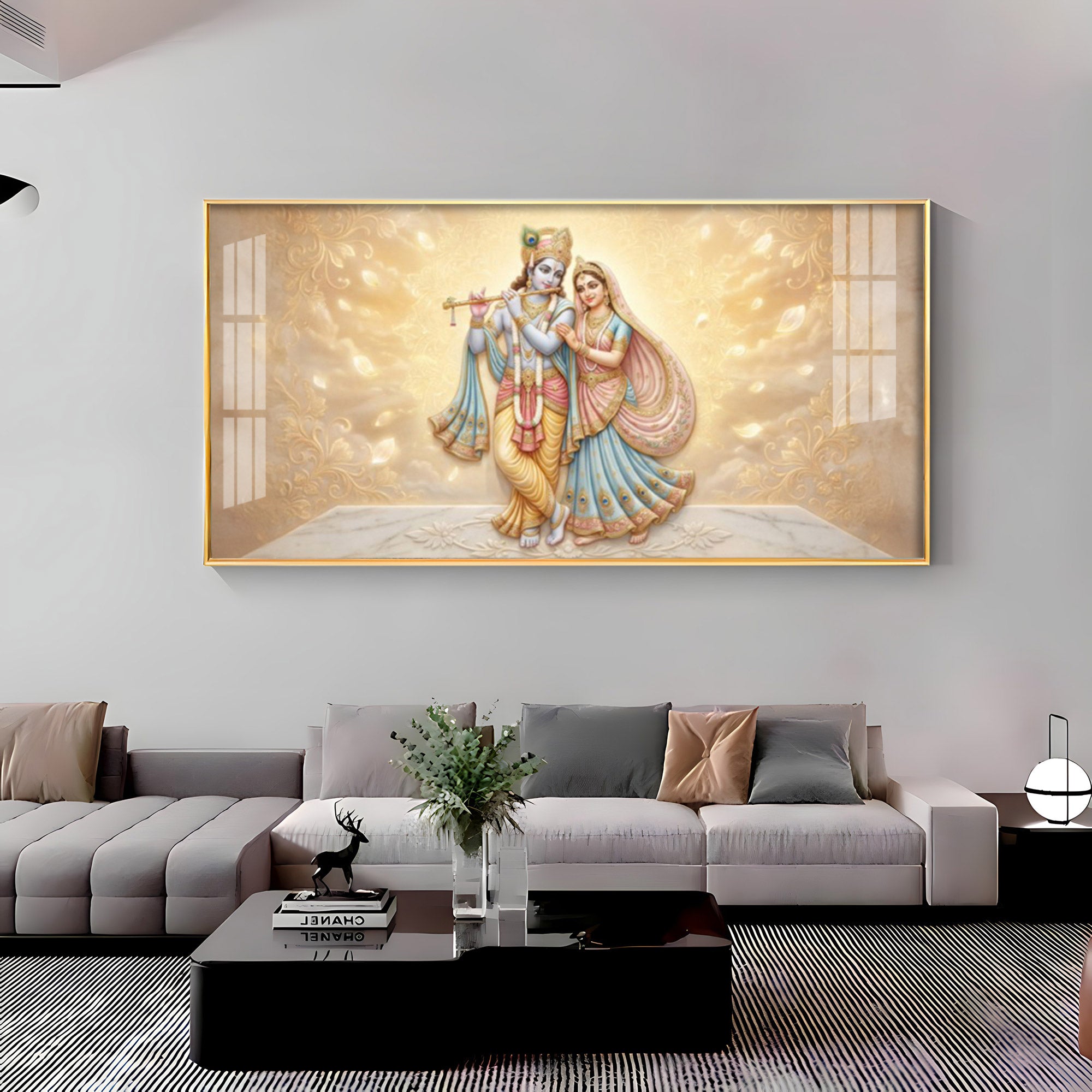Divine Couple Radha Krishna Premium Acrylic Horizontal Wall Art