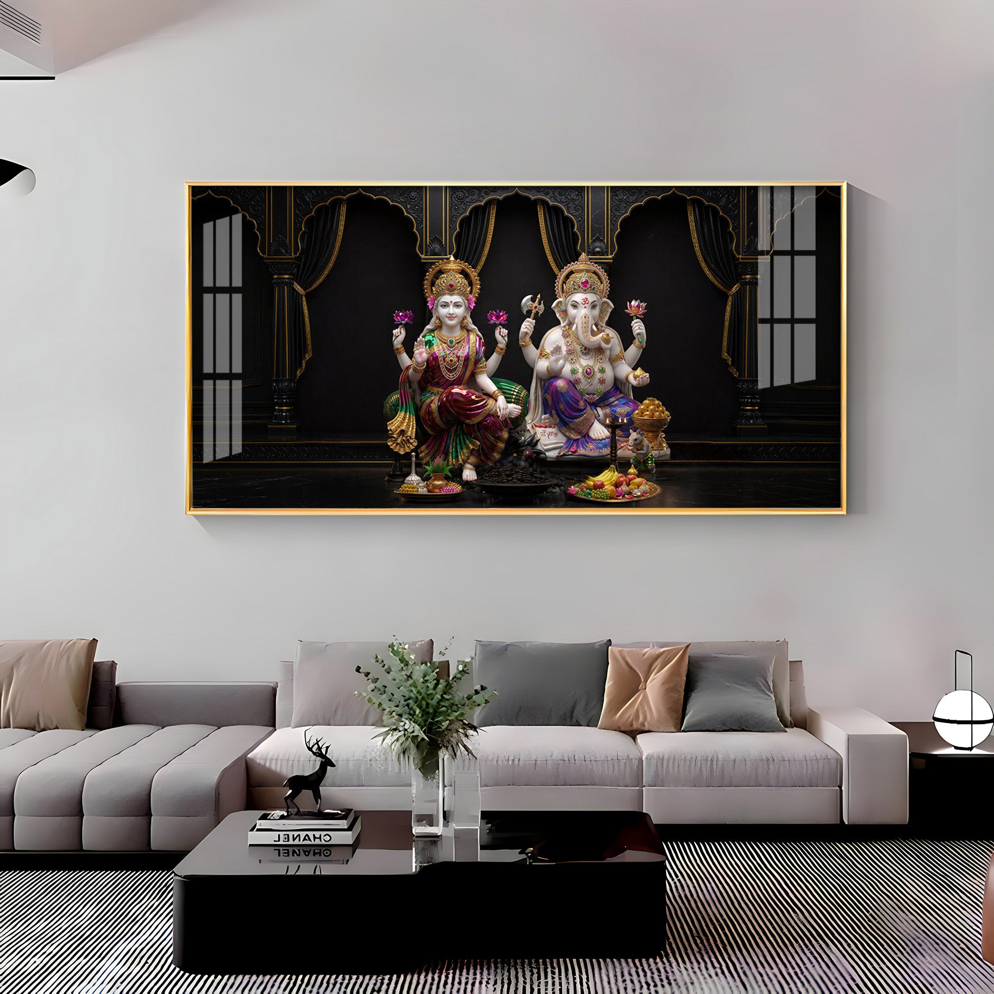 Goddess Lakshmi & Lord Ganesha Premium Acrylic Horizontal Wall Art