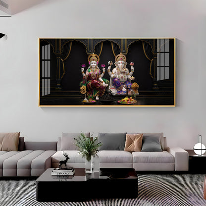 Goddess Lakshmi & Lord Ganesha Premium Acrylic Horizontal Wall Art