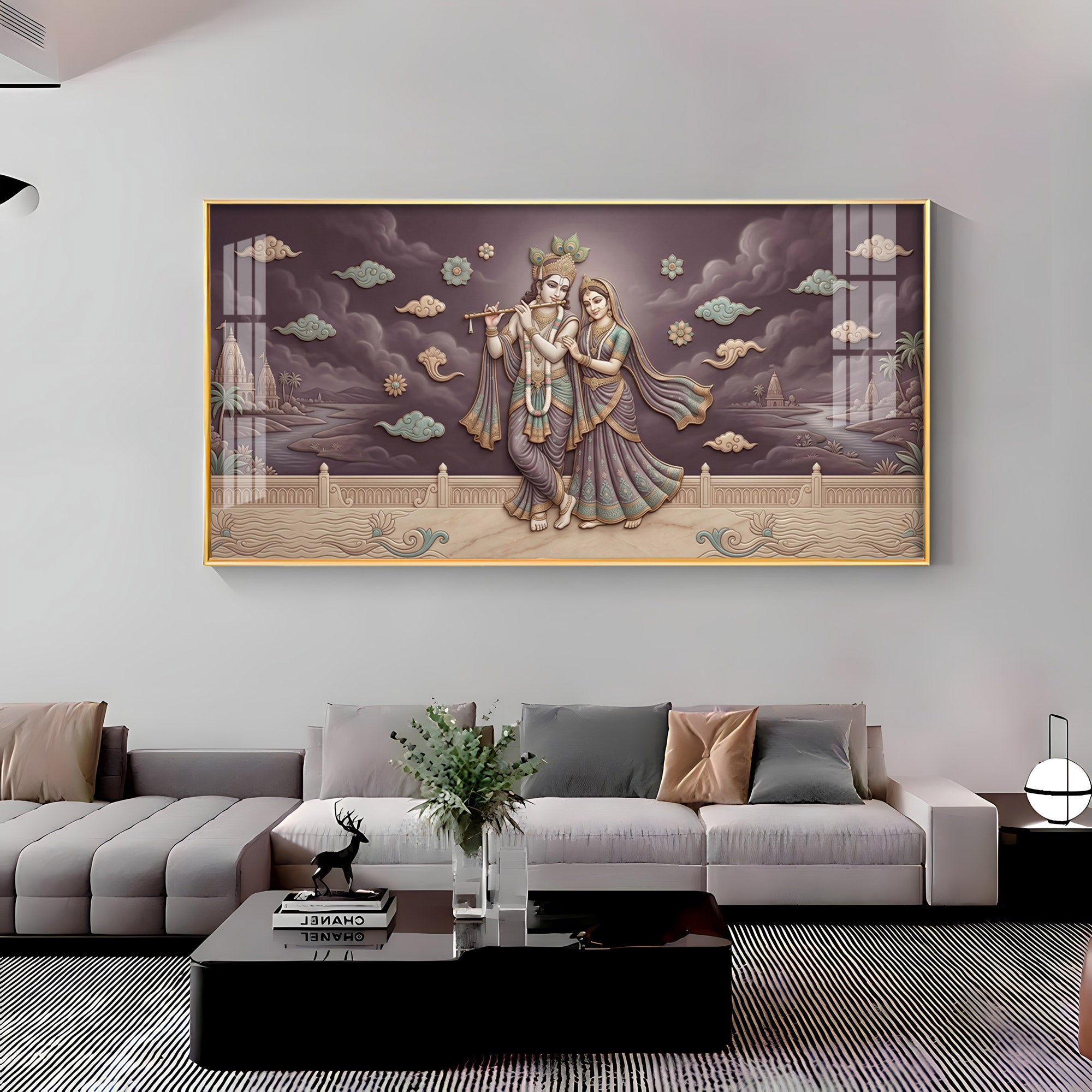 Hindu Deities Radha Krishna Premium Acrylic Horizontal Wall Art